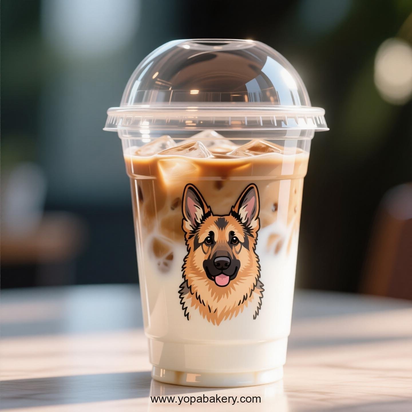 German Shepherd Dog Themed Clear Plastic Cups - Disposable PP & PET Coffee Cups with Lids