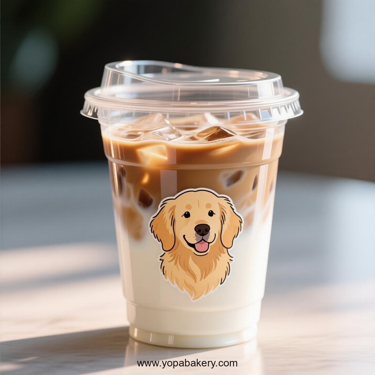 Golden Retriever Themed Clear Plastic Cups - Disposable PP & PET Coffee Cups with Lids