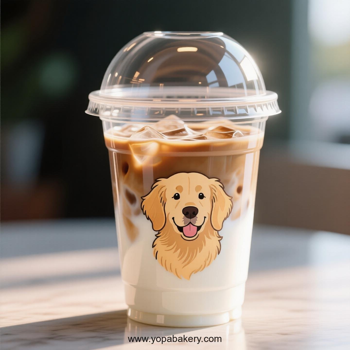 Golden Retriever Themed Clear Plastic Cups - Disposable PP & PET Coffee Cups with Lids