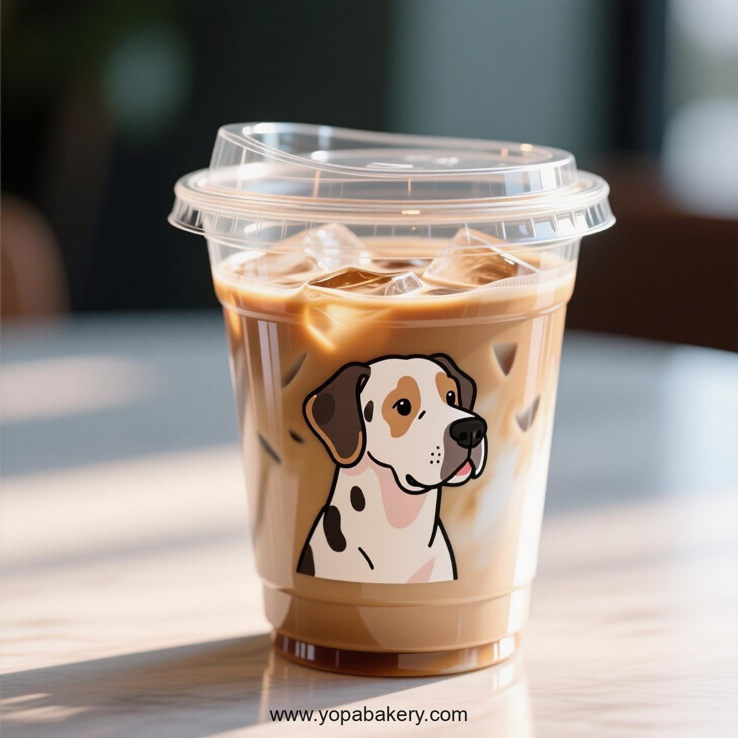 Great Dane Dog Themed Clear Plastic Cups - Disposable PP & PET Coffee Cups with Lids