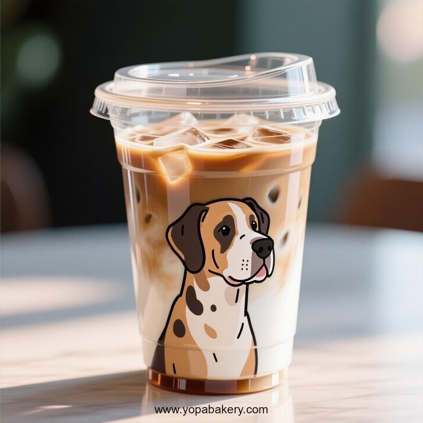 Great Dane Dog Themed Clear Plastic Cups - Disposable PP & PET Coffee Cups with Lids