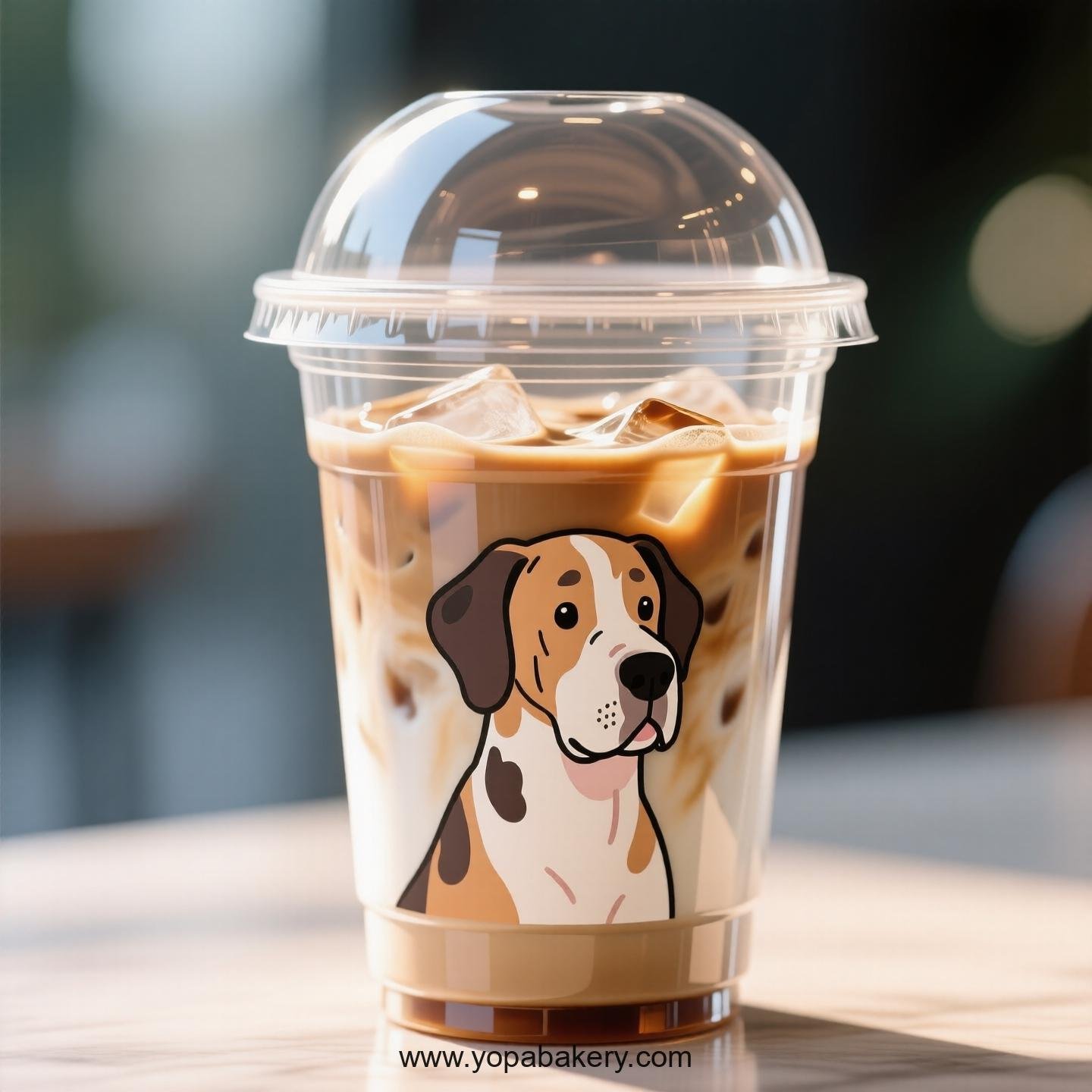 Great Dane Dog Themed Clear Plastic Cups - Disposable PP & PET Coffee Cups with Lids