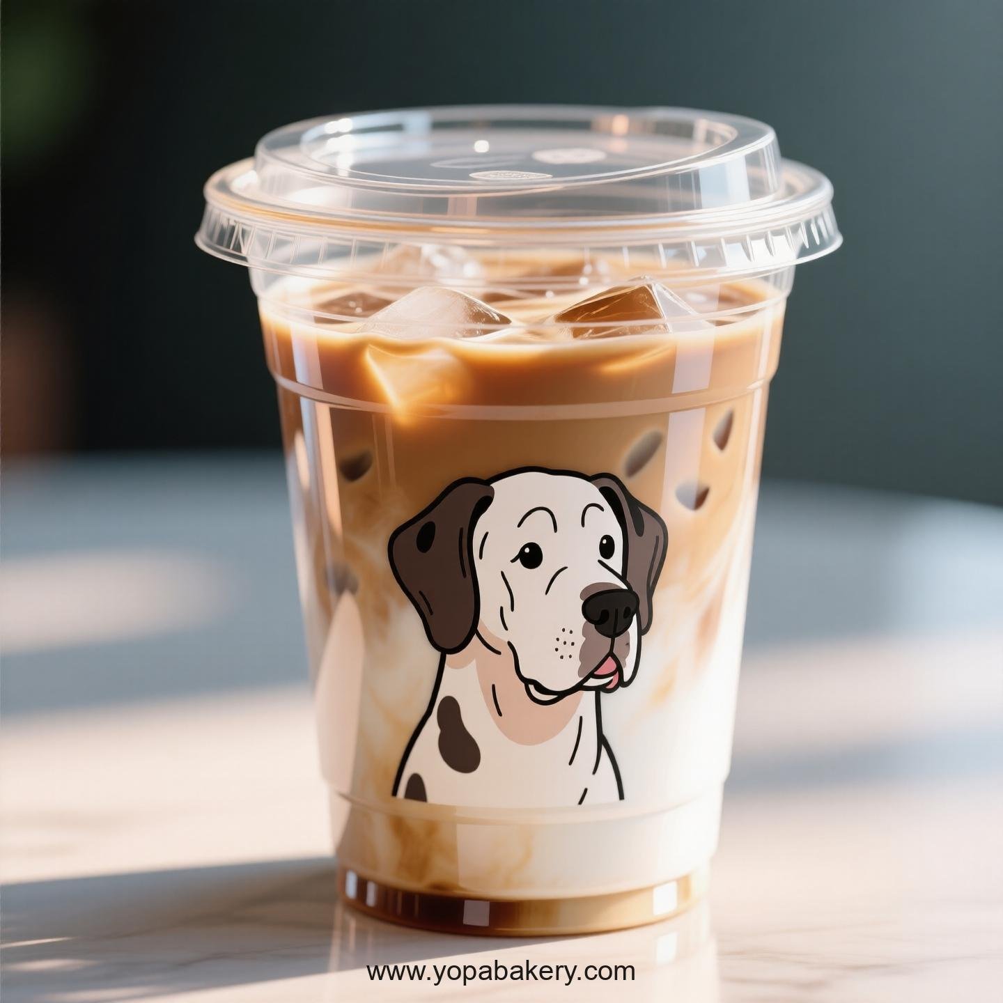 Great Dane Dog Themed Clear Plastic Cups - Disposable PP & PET Coffee Cups with Lids