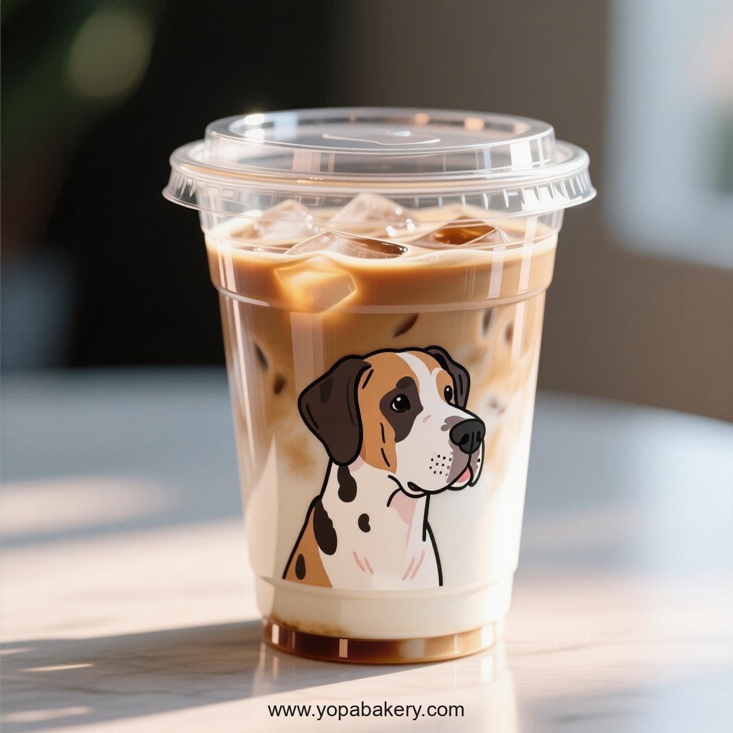 Great Dane Dog Themed Clear Plastic Cups - Disposable PP & PET Coffee Cups with Lids