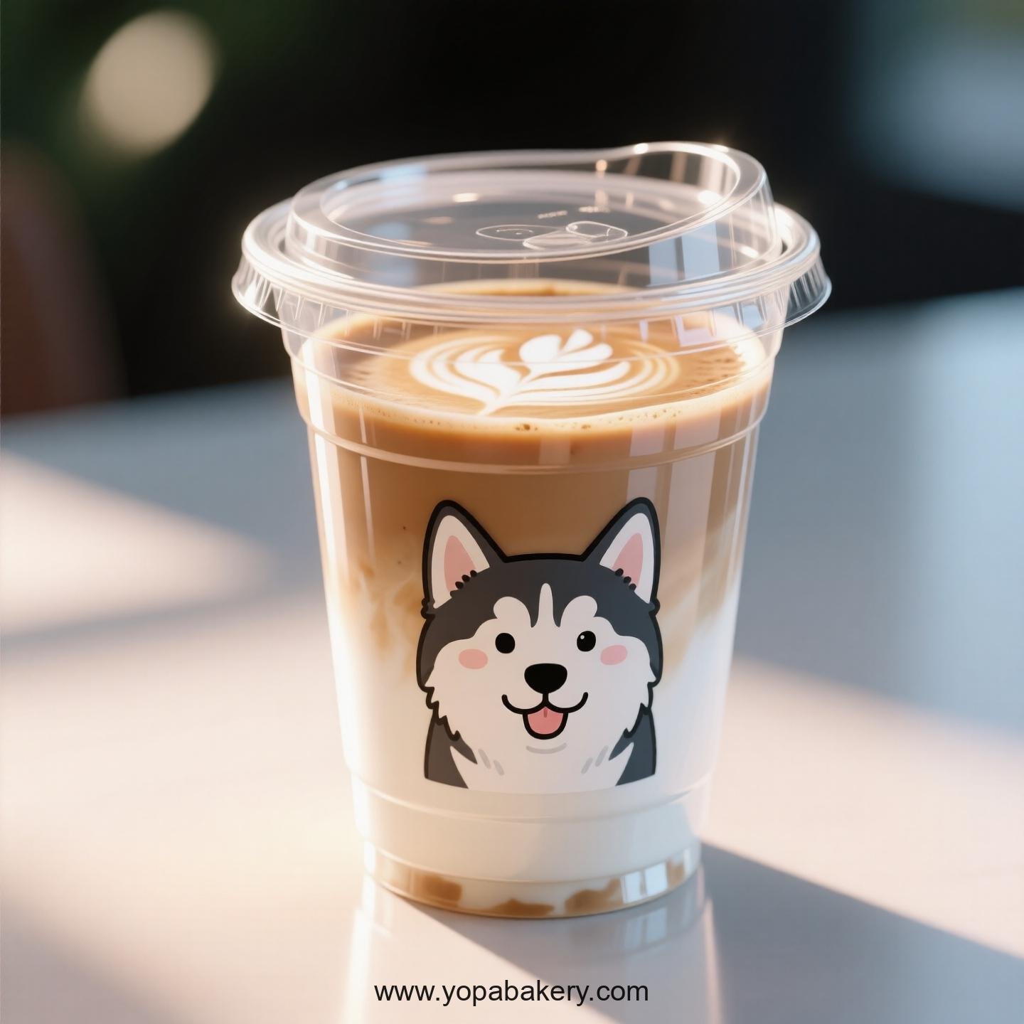 Husky Dog Themed Clear Plastic Cups - Disposable PP & PET Coffee Cups with Lids