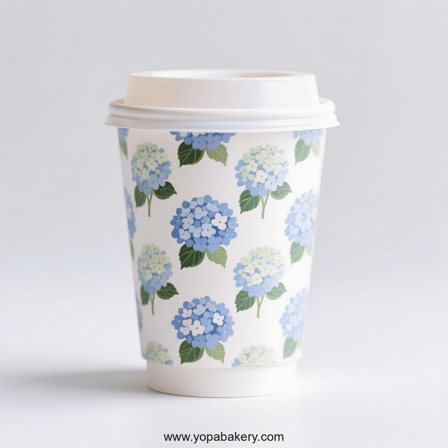 Hydrangea Themed Coffee Paper Cups Disposable Factory: 4-24 oz Custom Logo & Door to Door
