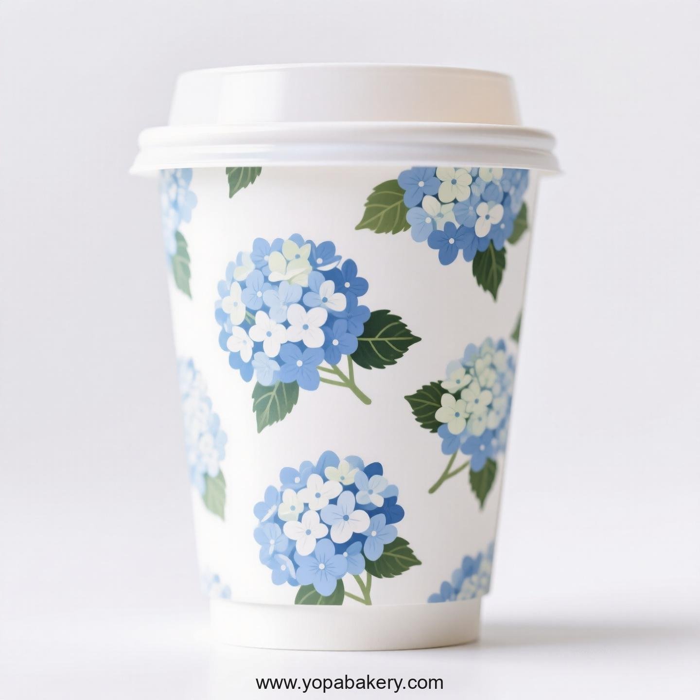 Hydrangea Themed Coffee Paper Cups Disposable Factory: 4-24 oz Custom Logo & Door to Door