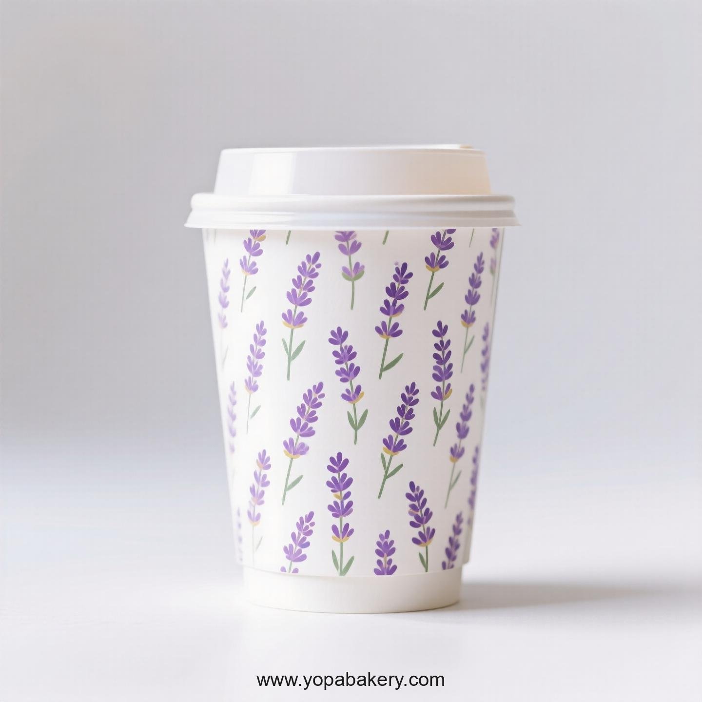 Lavender Themed Coffee Paper Cups Factory:  4-24 oz Disposable Cup Custom Logo & Door to Door