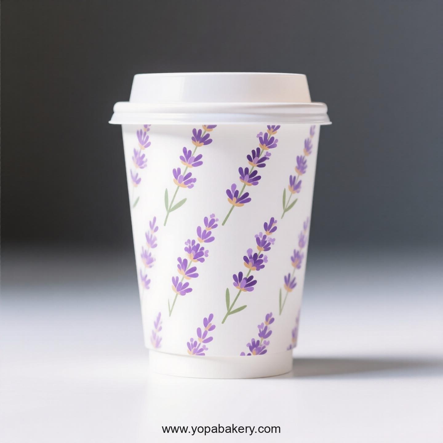 Lavender Themed Coffee Paper Cups Factory:  4-24 oz Disposable Cup Custom Logo & Door to Door