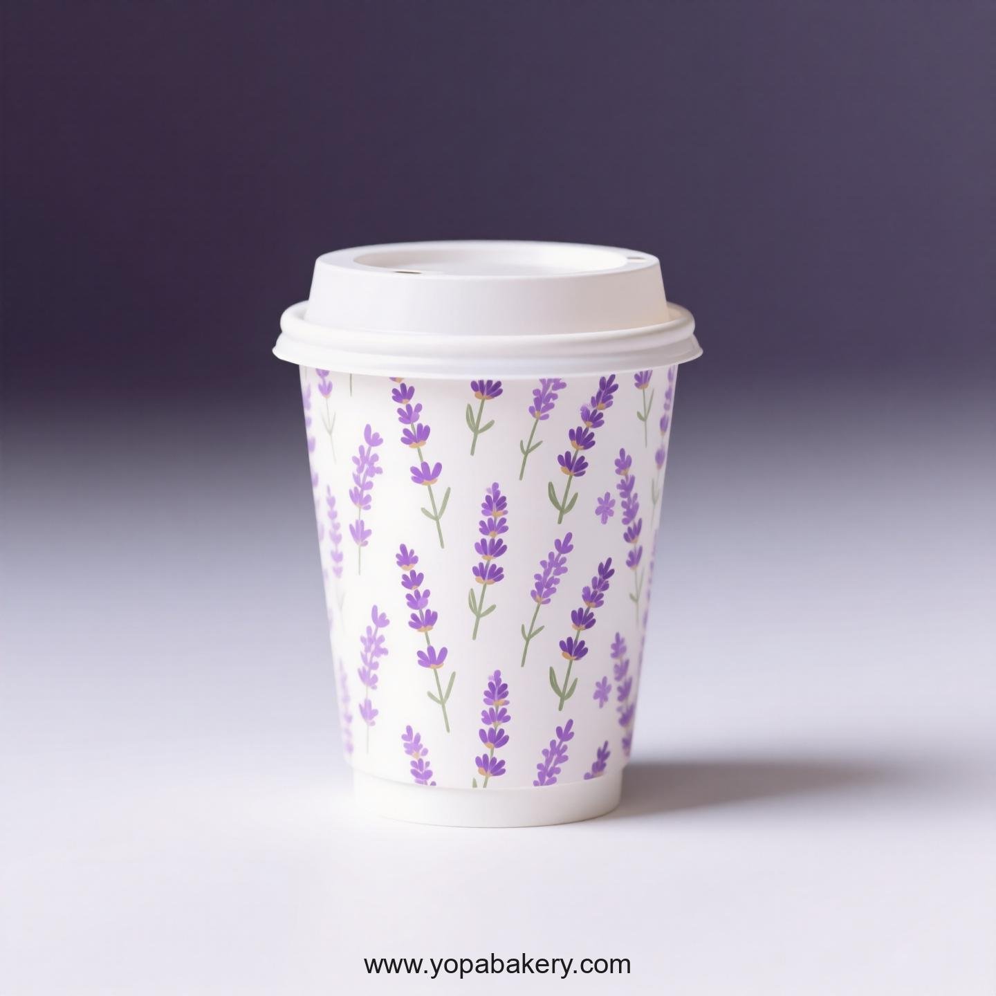 Lavender Themed Coffee Paper Cups Factory:  4-24 oz Disposable Cup Custom Logo & Door to Door