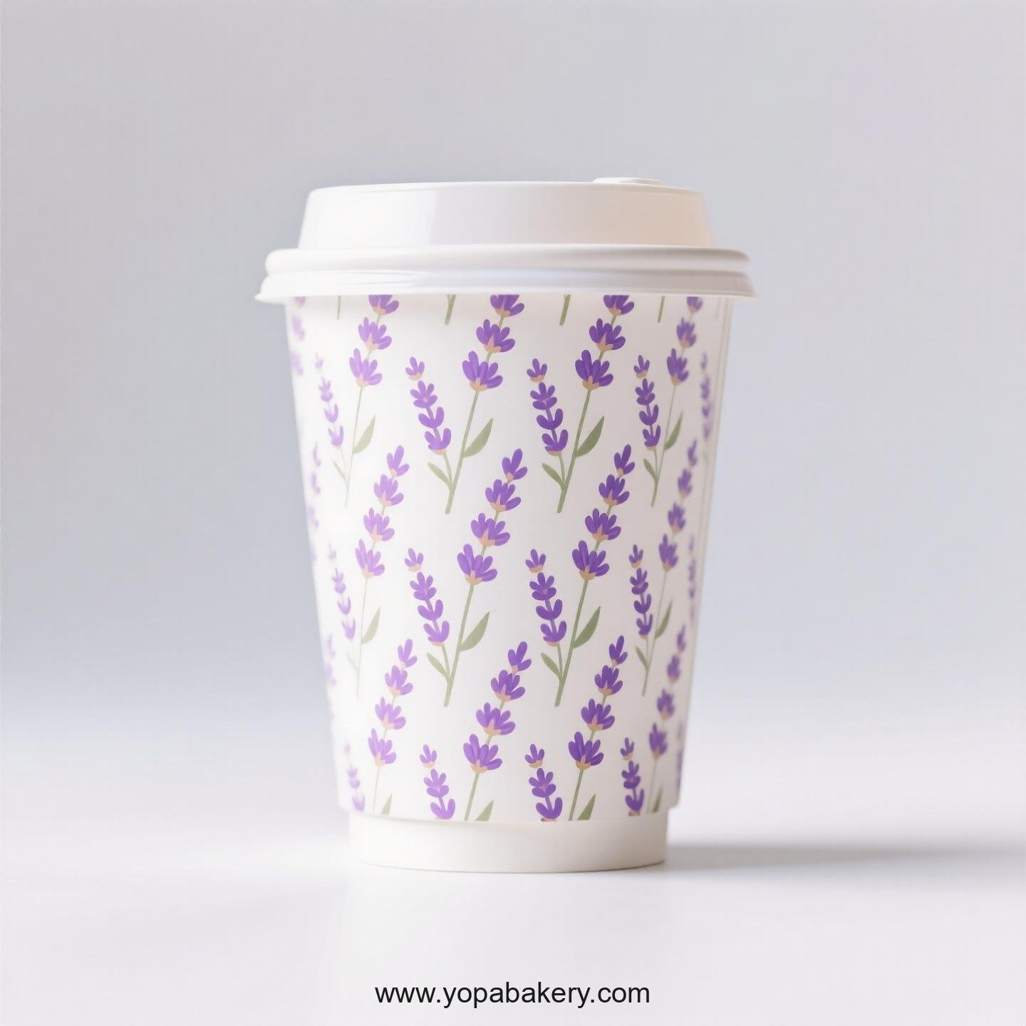 Lavender Themed Coffee Paper Cups Factory:  4-24 oz Disposable Cup Custom Logo & Door to Door
