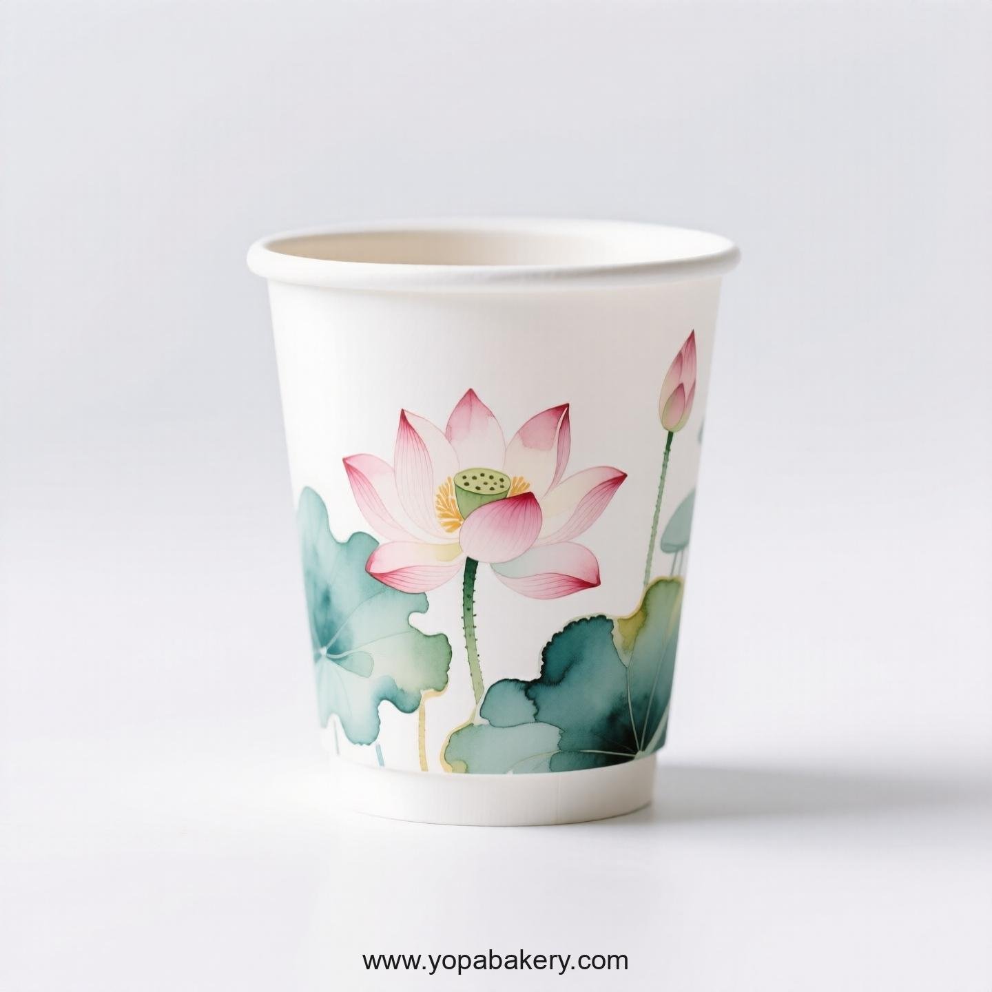 Lotus Design Coffee Paper Cups Factory: 4-24 oz Custom Logo