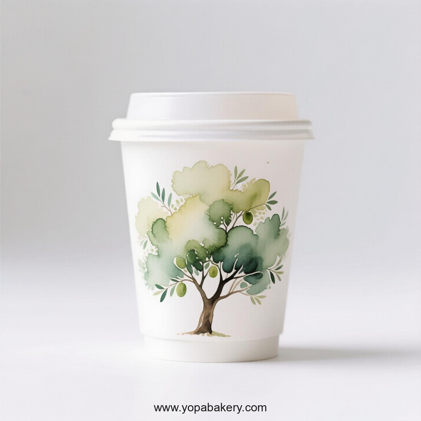 Olive Tree Design Coffee Paper Cups Factory: Double-Wall Insulation