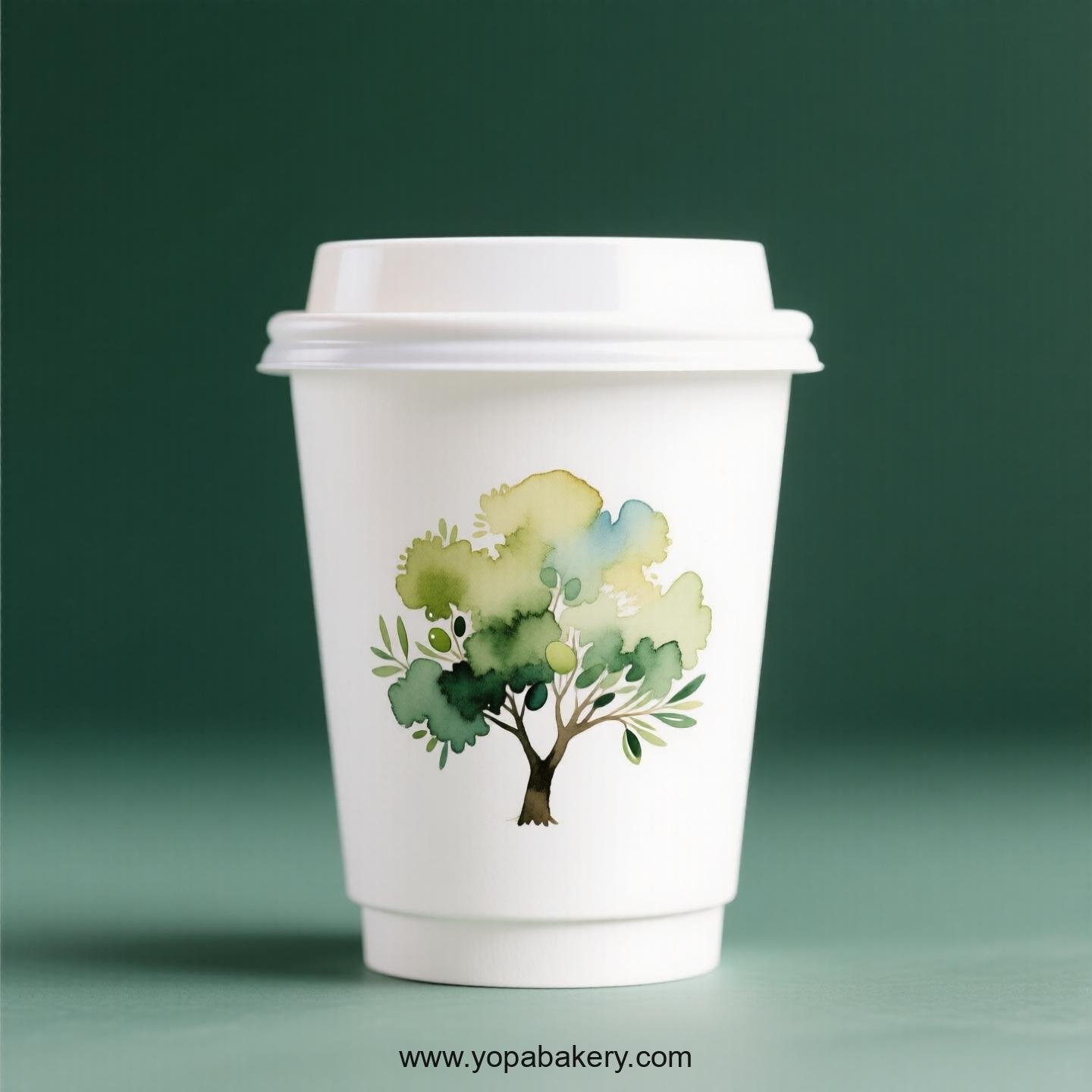 Olive Tree Design Coffee Paper Cups Factory: Double-Wall Insulation