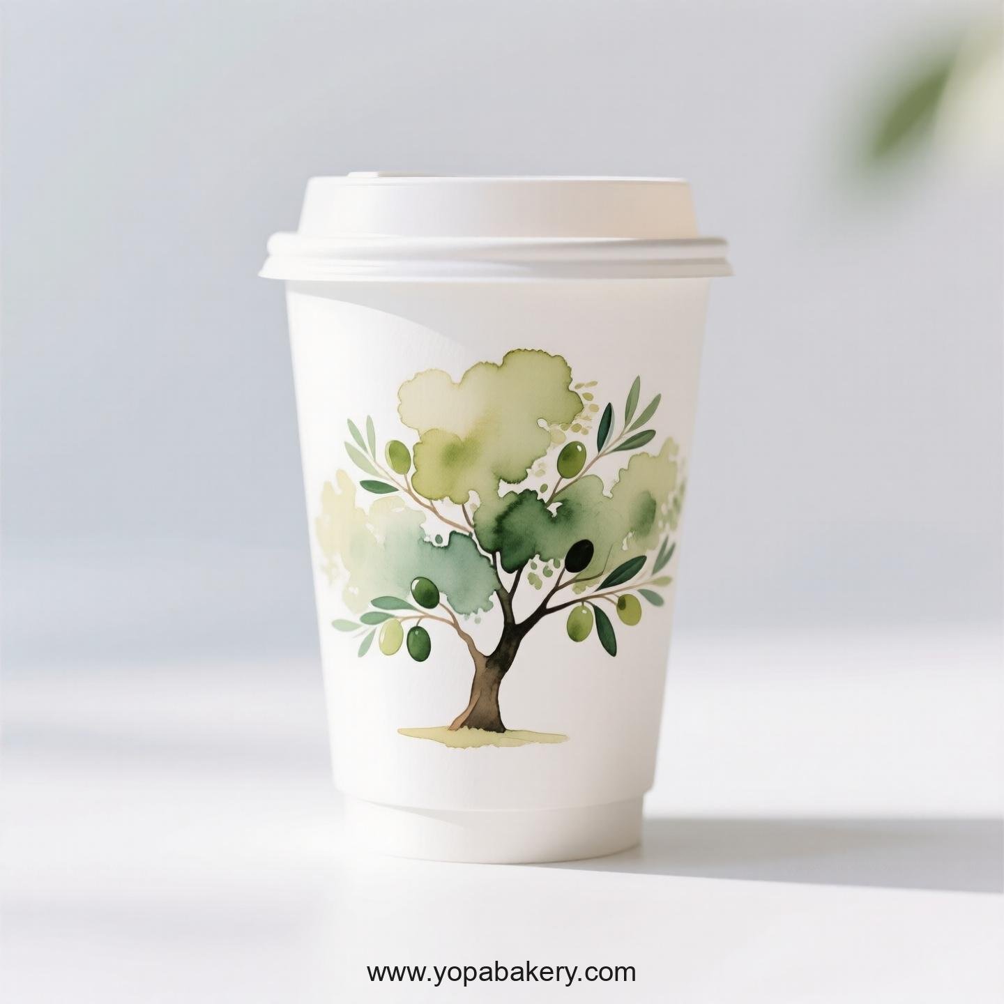 Olive Tree Design Coffee Paper Cups Factory: Double-Wall Insulation