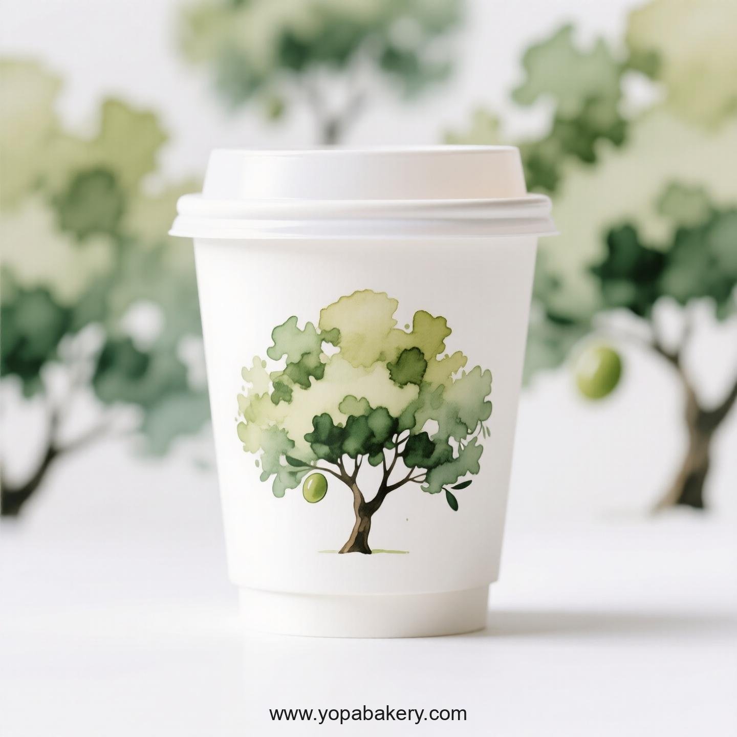 Olive Tree Design Coffee Paper Cups Factory: Double-Wall Insulation