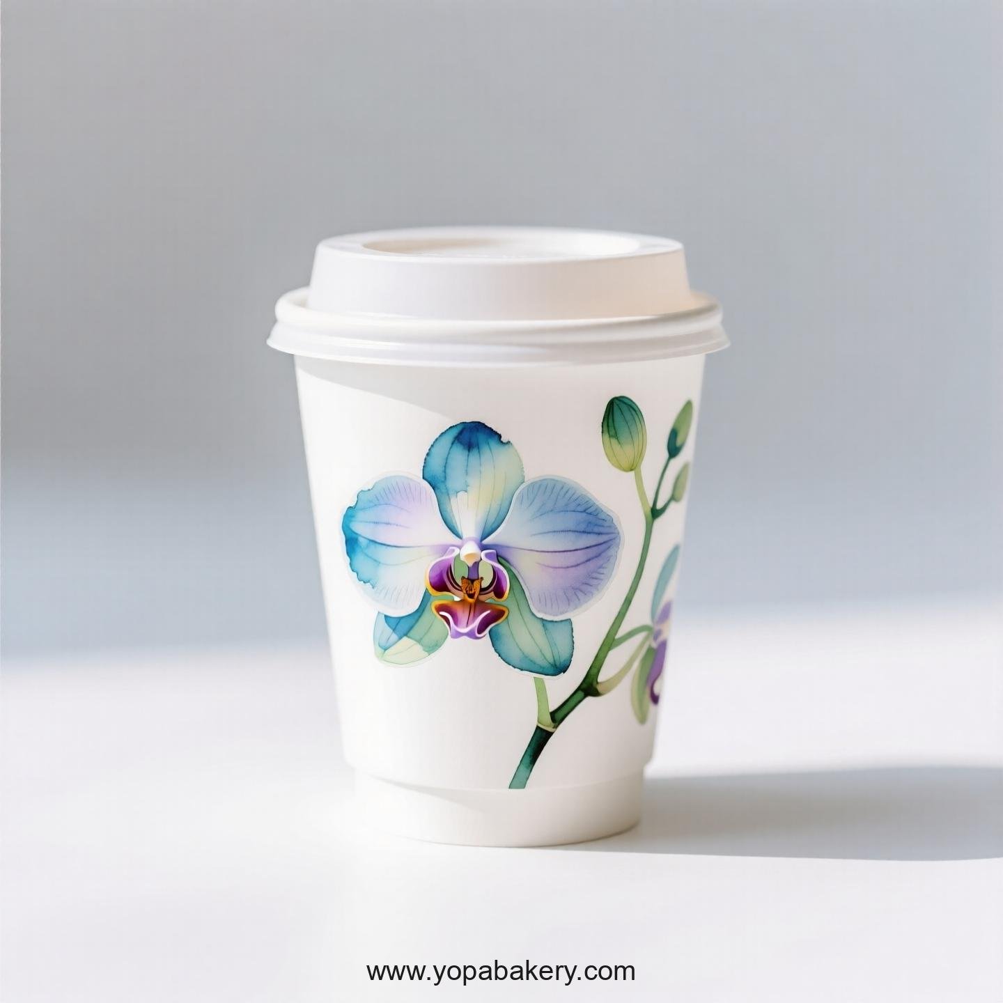 Disposable Orchid Themed Coffee Paper Cups Factory: 4-24 oz Custom Logo & Door to Door