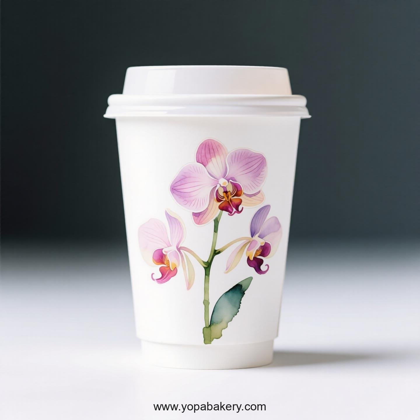 Disposable Orchid Themed Coffee Paper Cups Factory: 4-24 oz Custom Logo & Door to Door