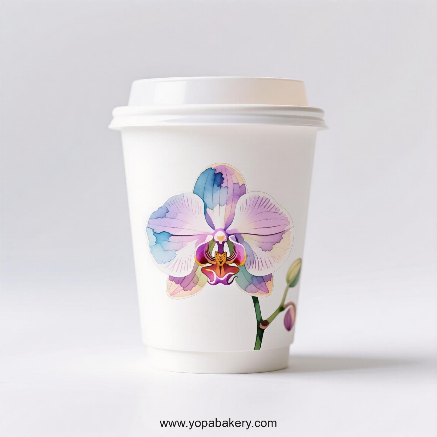 Disposable Orchid Themed Coffee Paper Cups Factory: 4-24 oz Custom Logo & Door to Door