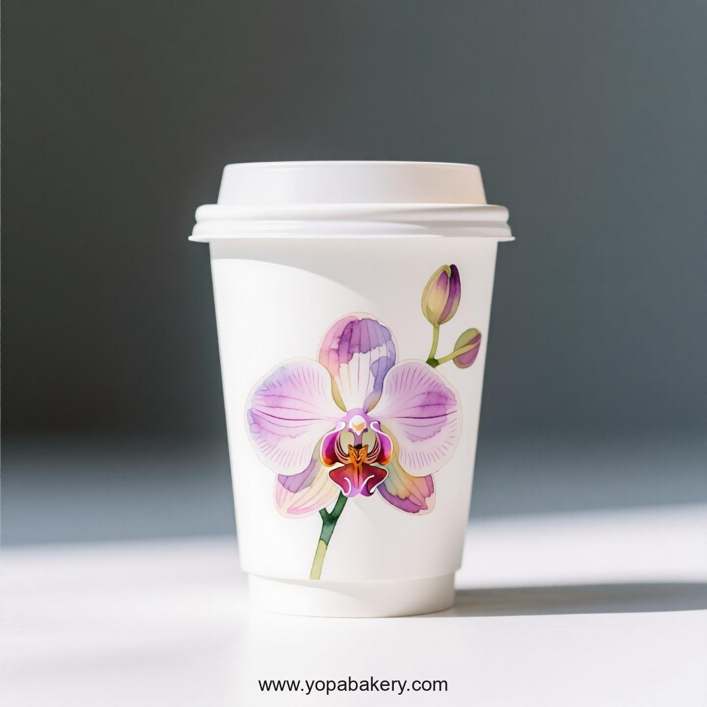 Disposable Orchid Themed Coffee Paper Cups Factory: 4-24 oz Custom Logo & Door to Door