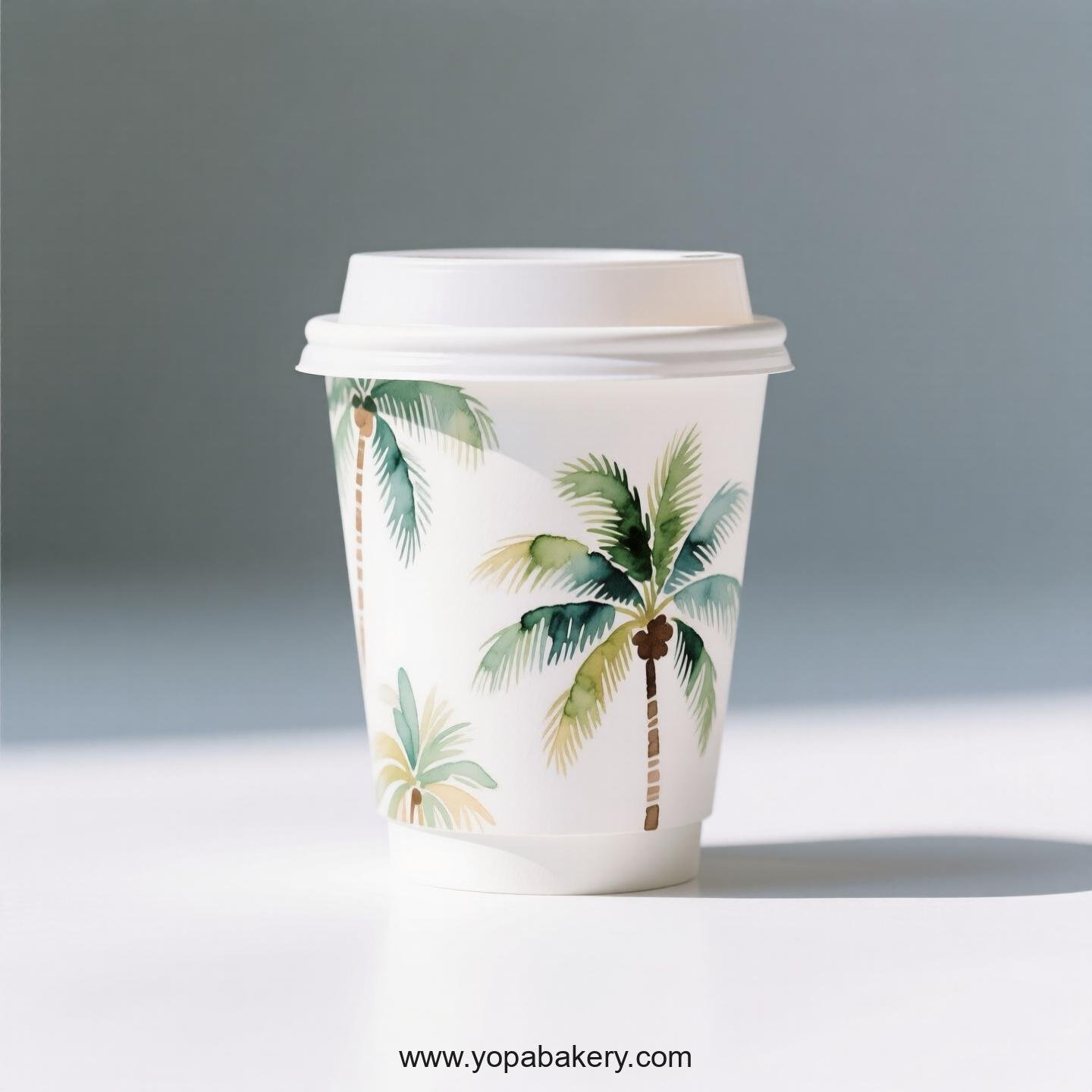 Palm Tree Design Coffee Paper Cups: Anti-Scalding Protection