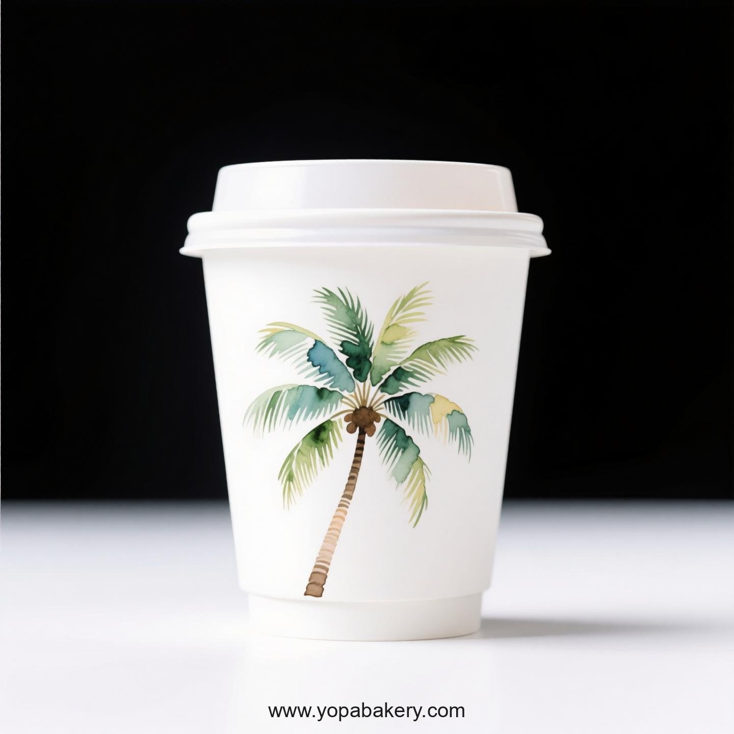 Palm Tree Design Coffee Paper Cups: Anti-Scalding Protection