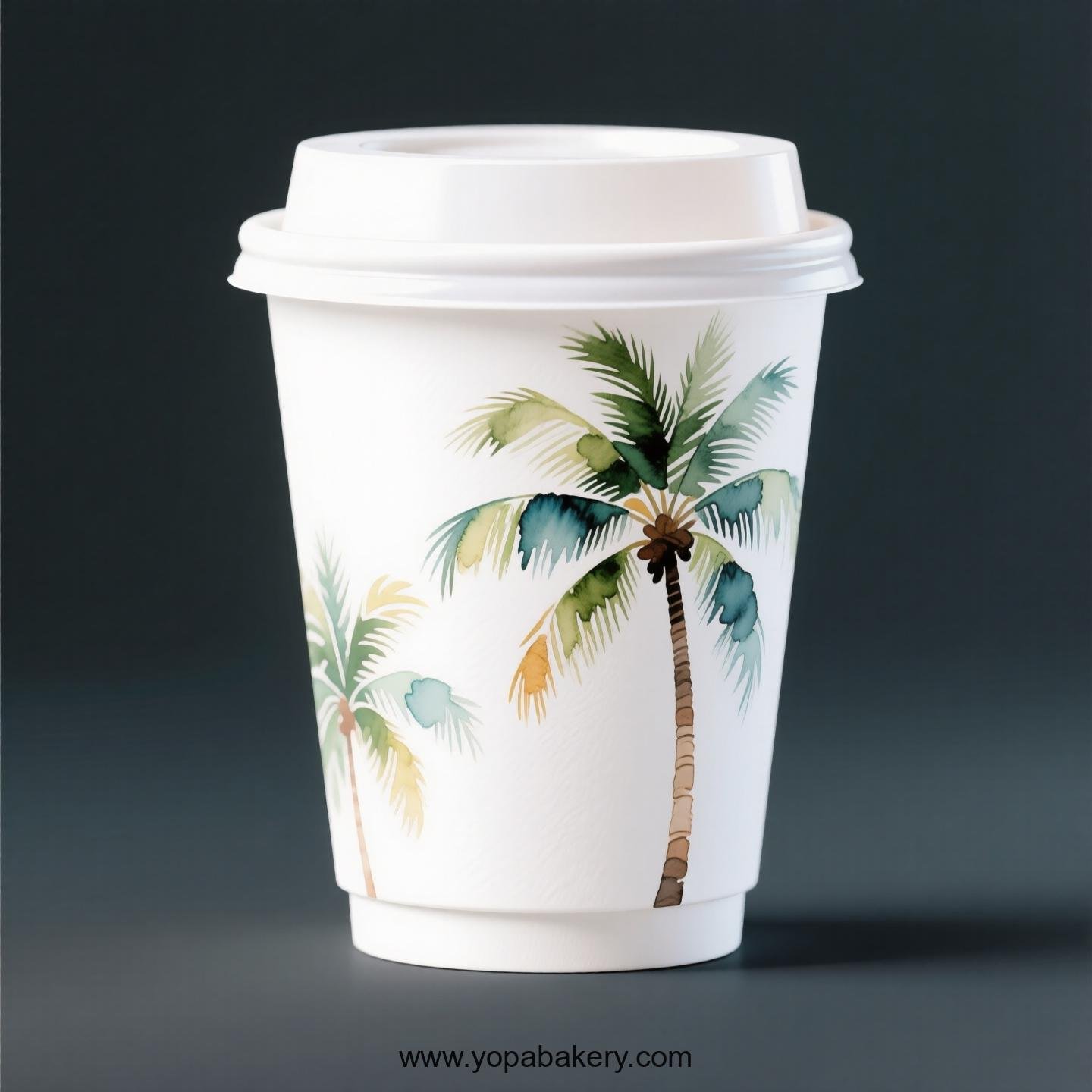Palm Tree Design Coffee Paper Cups: Anti-Scalding Protection