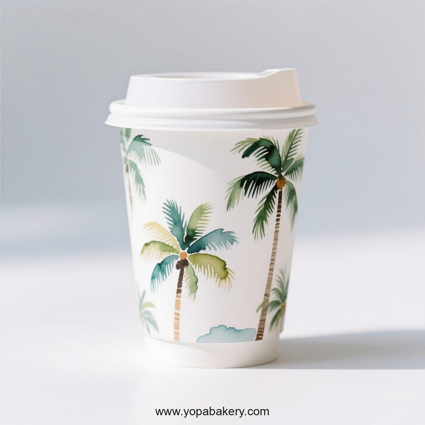 Palm Tree Design Coffee Paper Cups: Anti-Scalding Protection Palm Tree Design Coffee Paper Cups: Anti-Scalding Protection