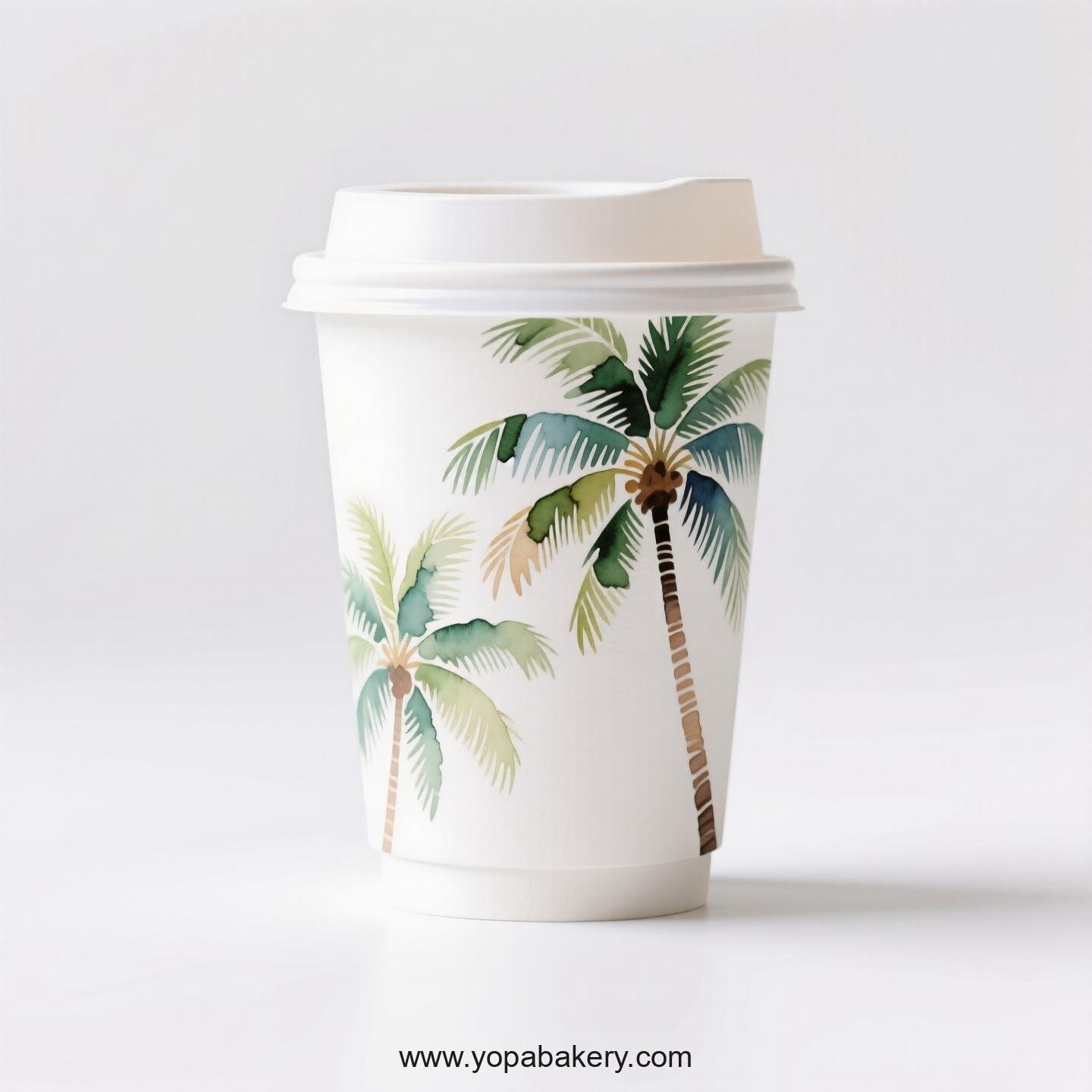 Palm Tree Design Coffee Paper Cups: Anti-Scalding Protection