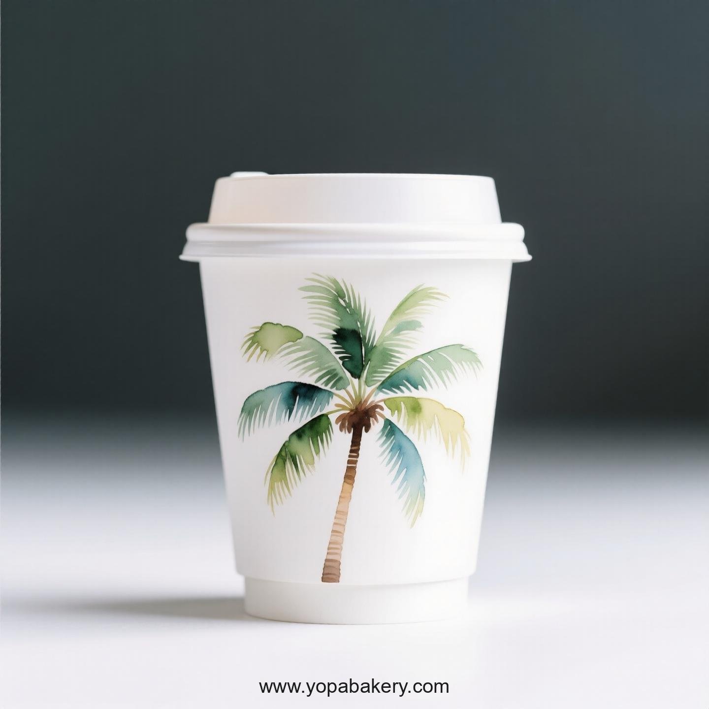 Palm Tree Design Coffee Paper Cups: Anti-Scalding Protection