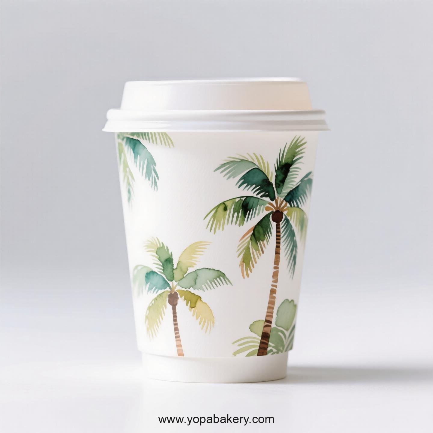 Palm Tree Design Coffee Paper Cups: Anti-Scalding Protection