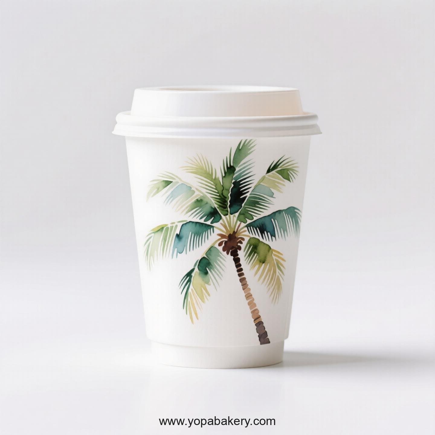 Palm Tree Design Coffee Paper Cups: Anti-Scalding Protection