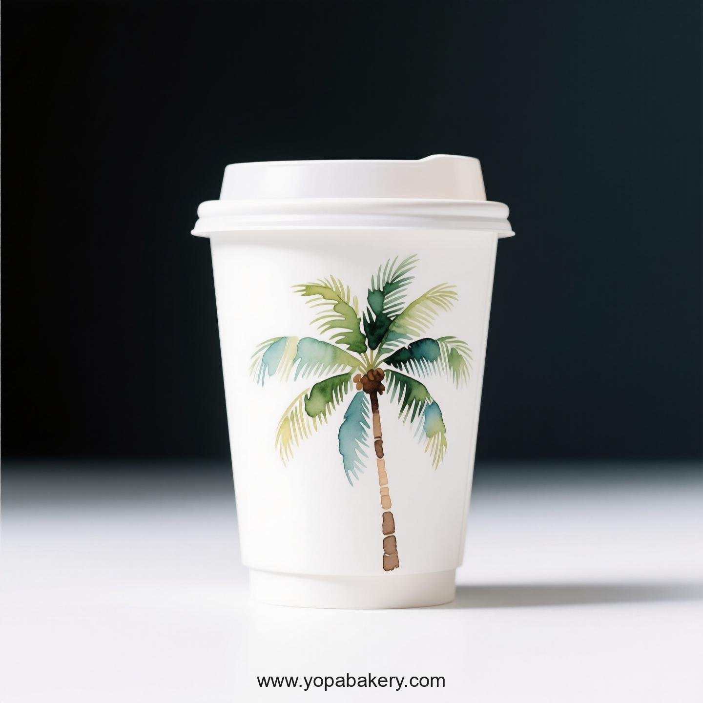 Palm Tree Design Coffee Paper Cups: Anti-Scalding Protection