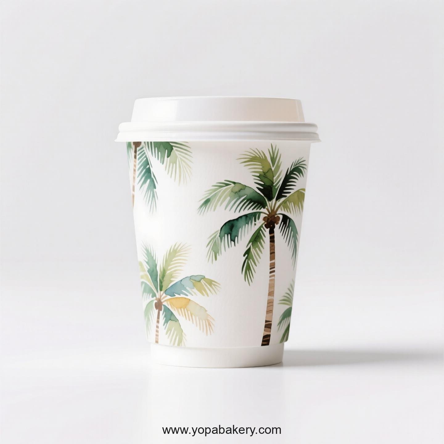 Palm Tree Design Coffee Paper Cups: Anti-Scalding Protection