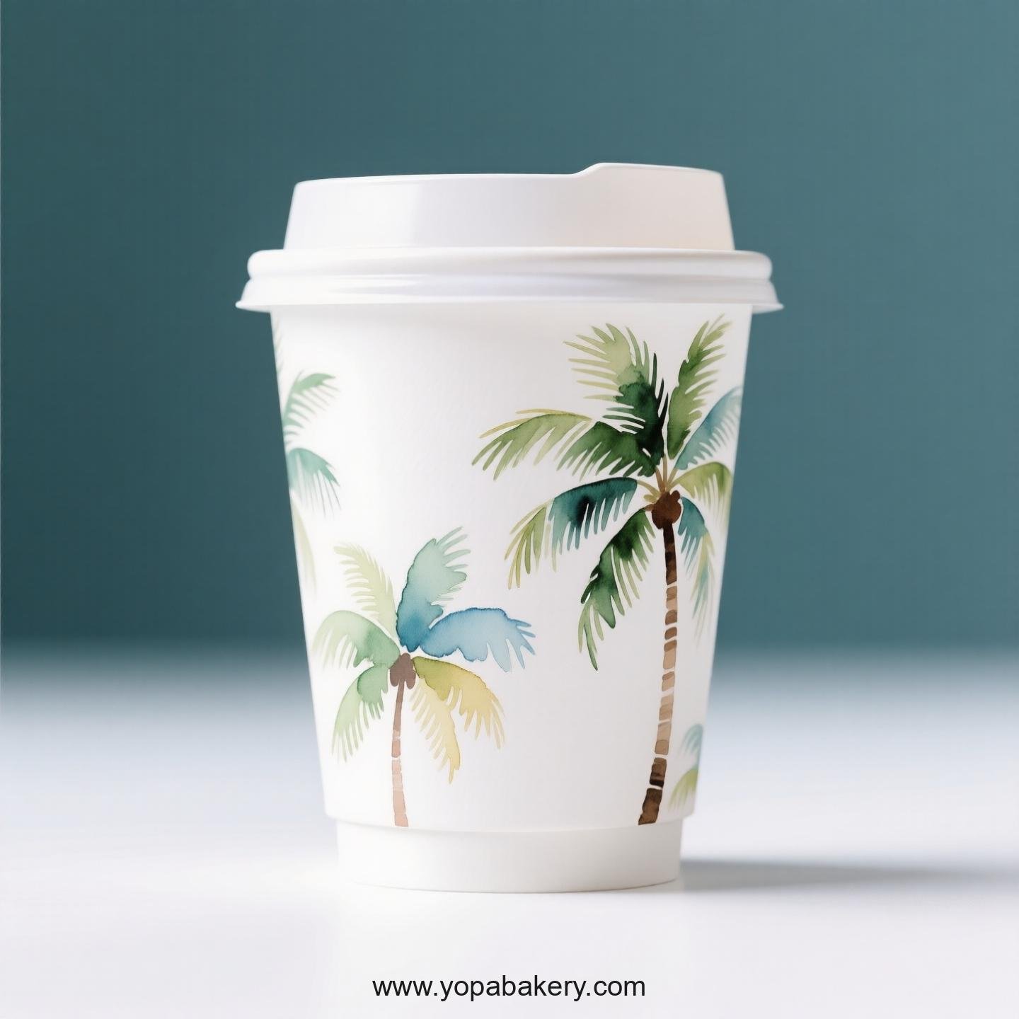 Palm Tree Design Coffee Paper Cups: Anti-Scalding Protection