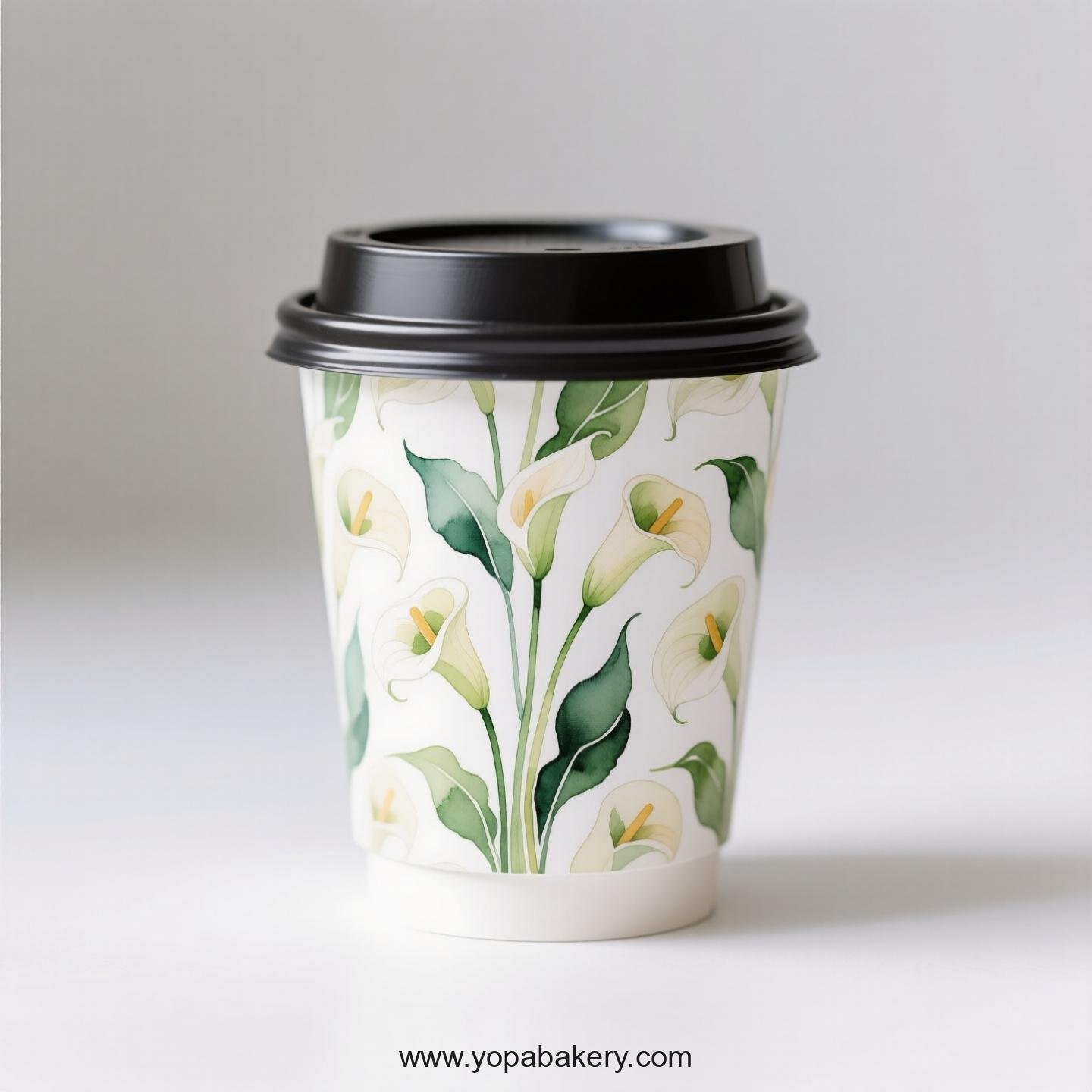Peace Lily Themed Coffee Paper Cups Factory: Disposable 4-24 oz Custom Logo & Door to Door