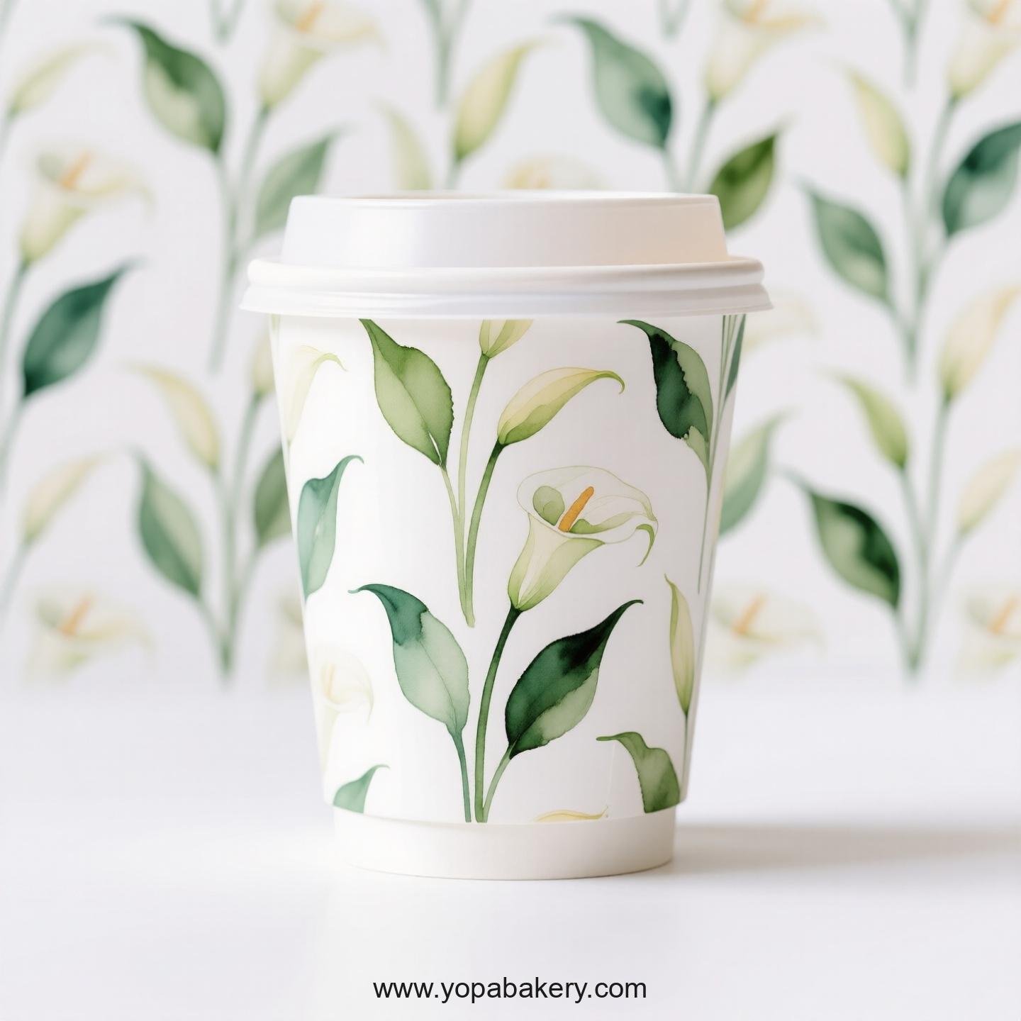 Peace Lily Themed Coffee Paper Cups Factory: Disposable 4-24 oz Custom Logo & Door to Door