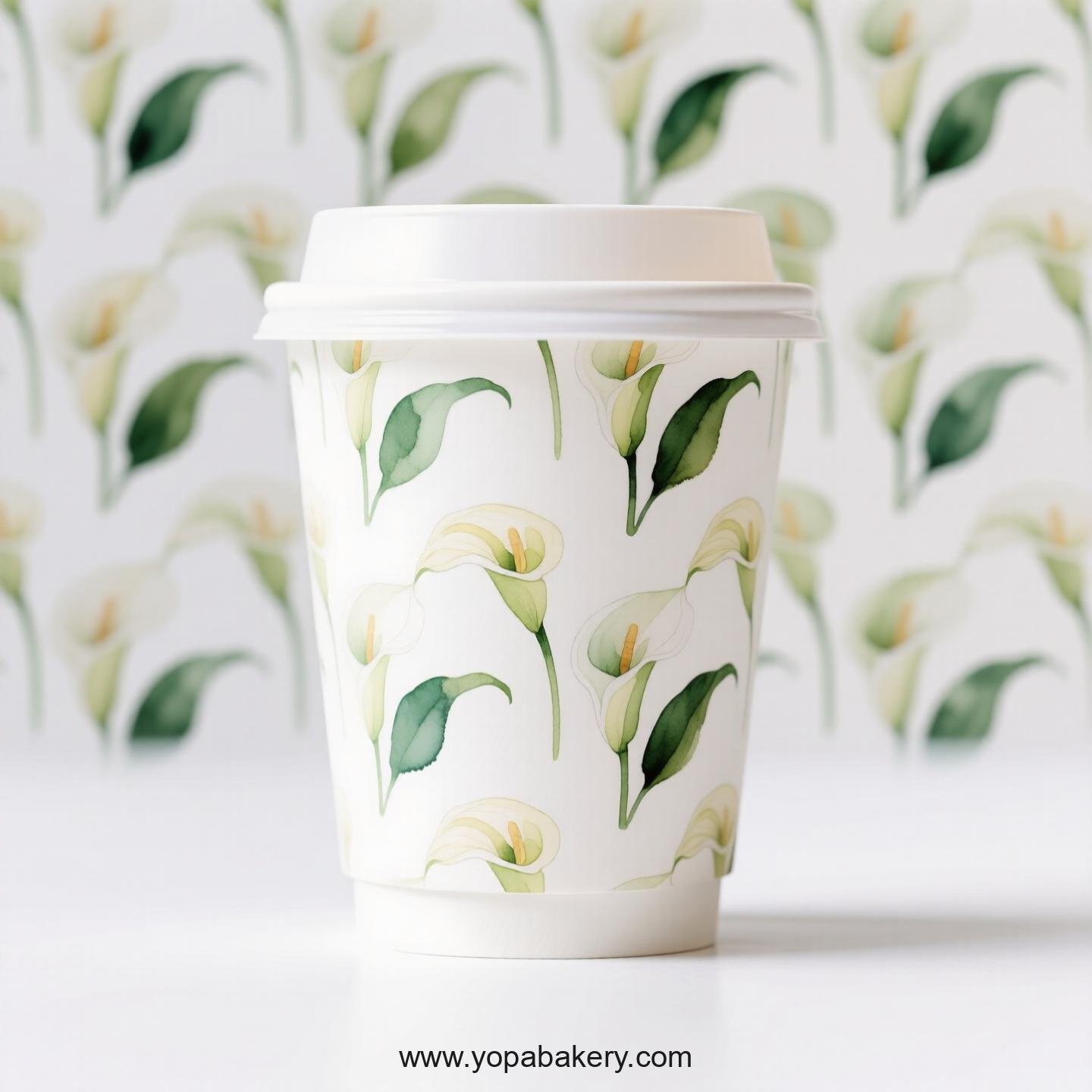 Peace Lily Themed Coffee Paper Cups Factory: Disposable 4-24 oz Custom Logo & Door to Door