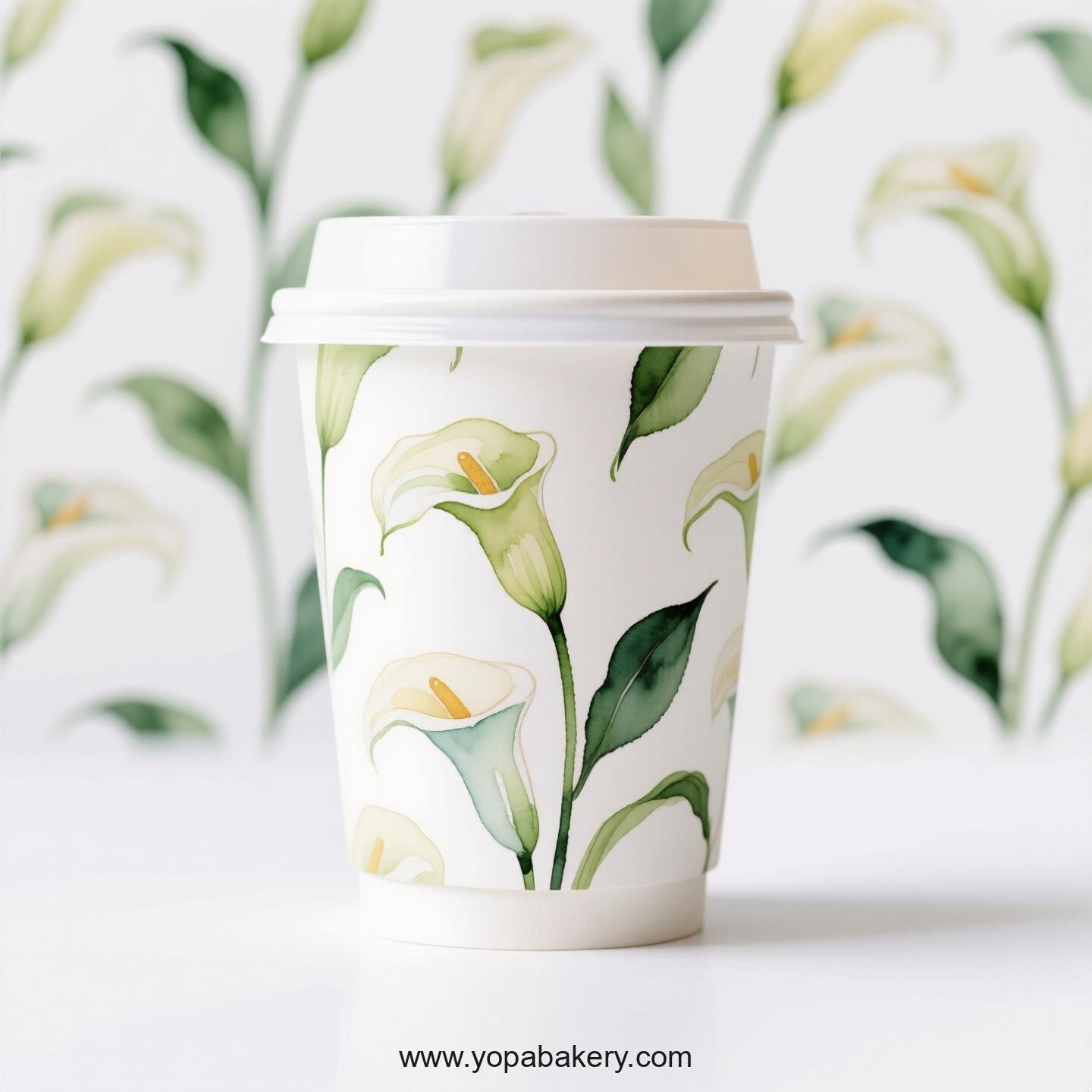 Peace Lily Themed Coffee Paper Cups Factory: Disposable 4-24 oz Custom Logo & Door to Door