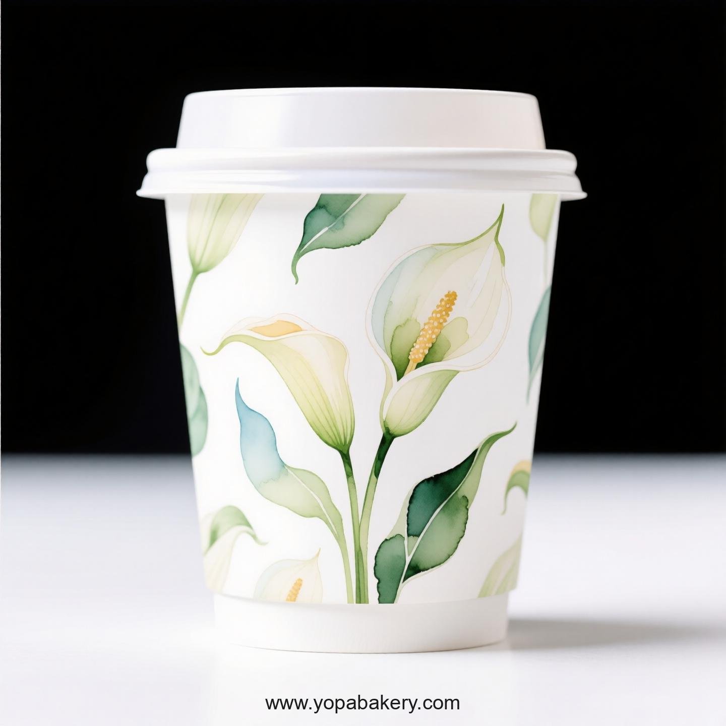 Peace Lily Themed Coffee Paper Cups Factory: Disposable 4-24 oz Custom Logo & Door to Door