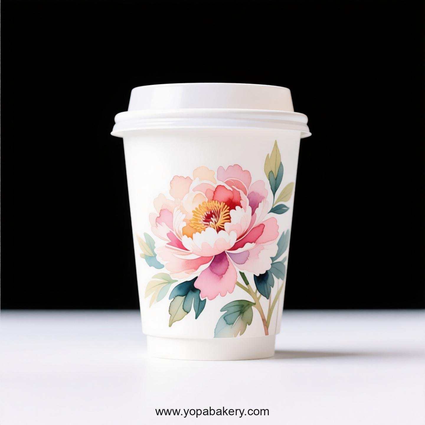 Disposable Peony Themed Coffee Paper Cups Factory: 4-24 oz Custom Logo & Door to Door