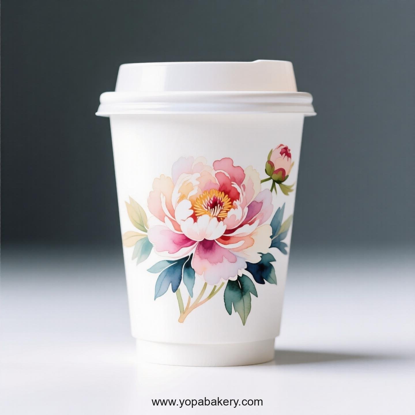 Disposable Peony Themed Coffee Paper Cups Factory: 4-24 oz Custom Logo & Door to Door