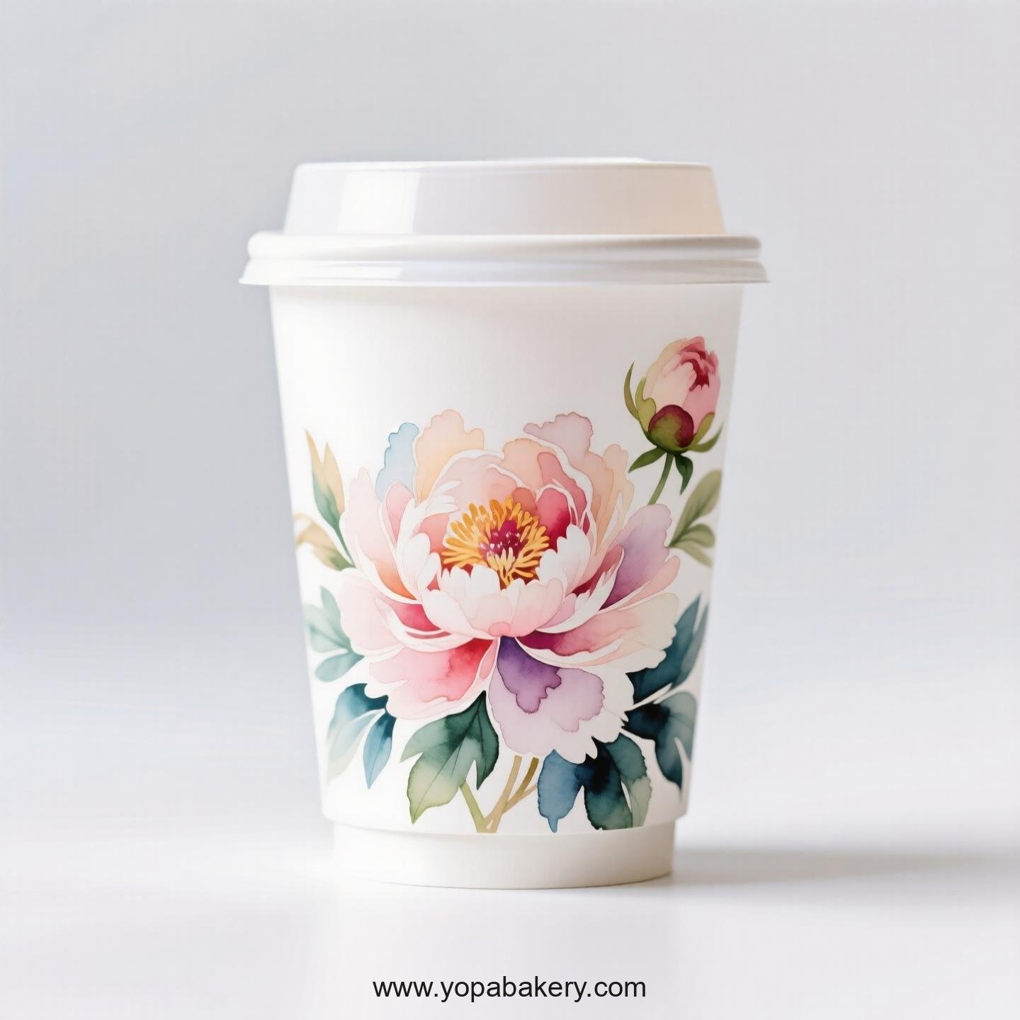 Disposable Peony Themed Coffee Paper Cups Factory: 4-24 oz Custom Logo & Door to Door