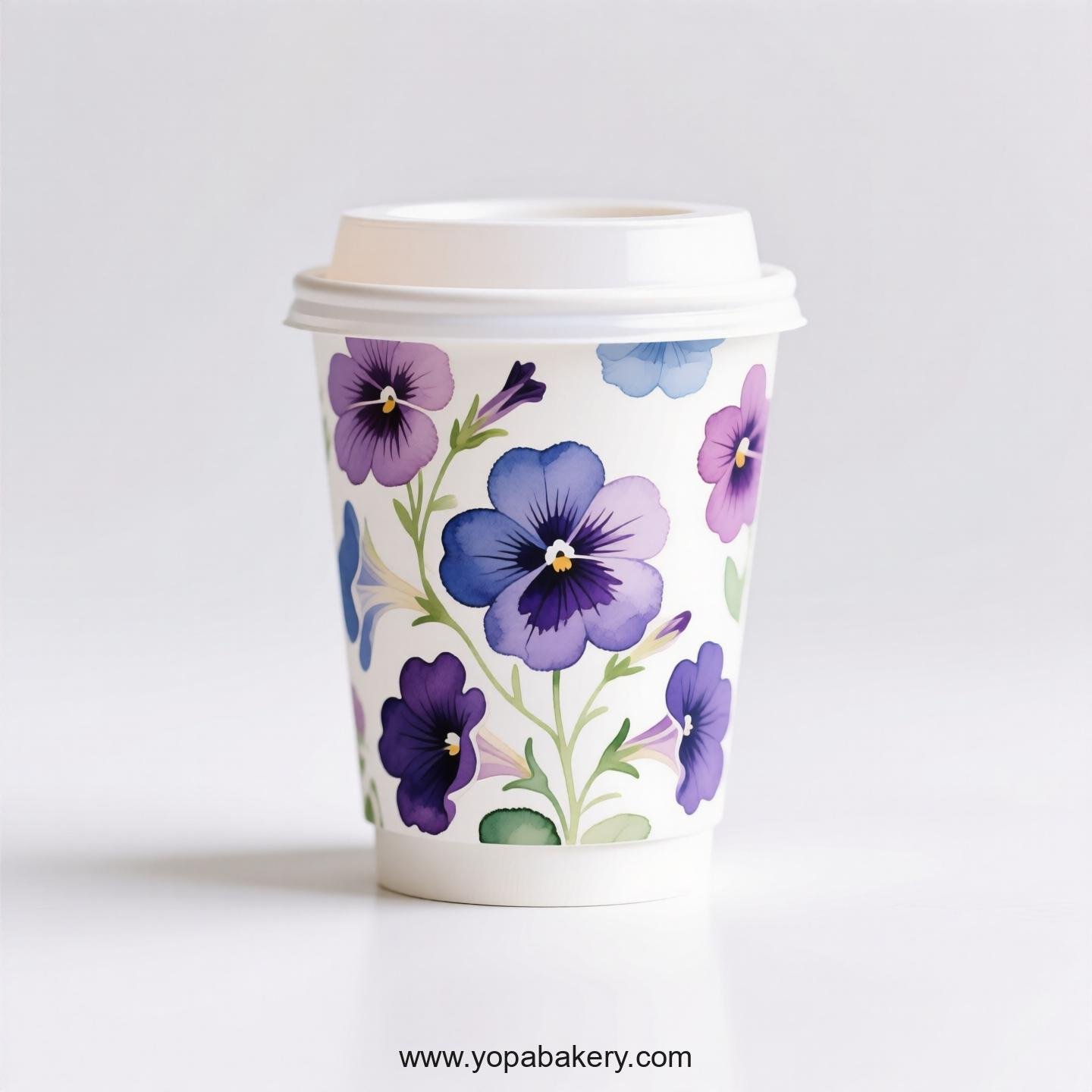 Disposable Petunia Themed Coffee Paper Cups Factory: 4-24 oz Custom Logo & Door to Door