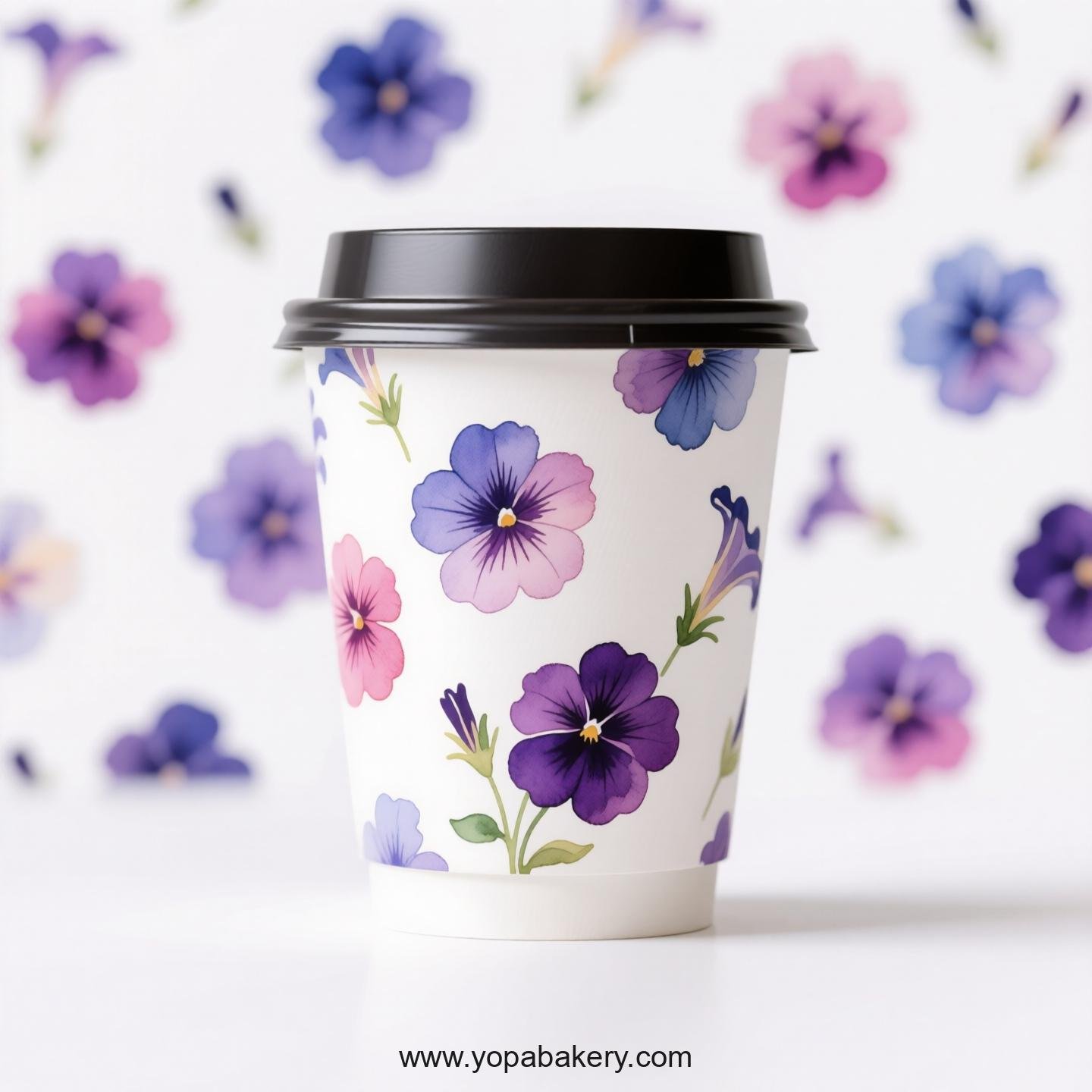 Disposable Petunia Themed Coffee Paper Cups Factory: 4-24 oz Custom Logo & Door to Door