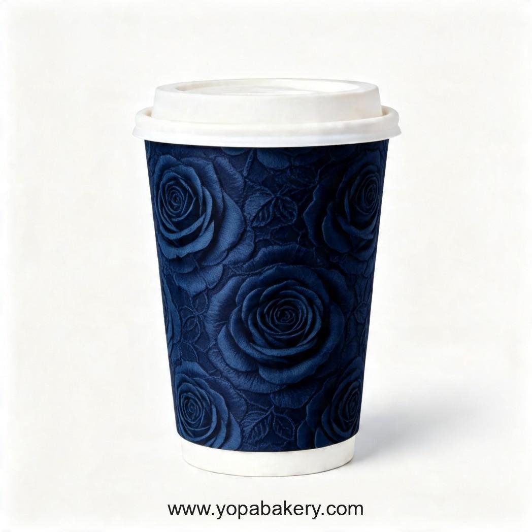 Rose Theme Disposable Coffee Paper Cups - 4oz, 8oz, 12oz, 16oz, 20oz
