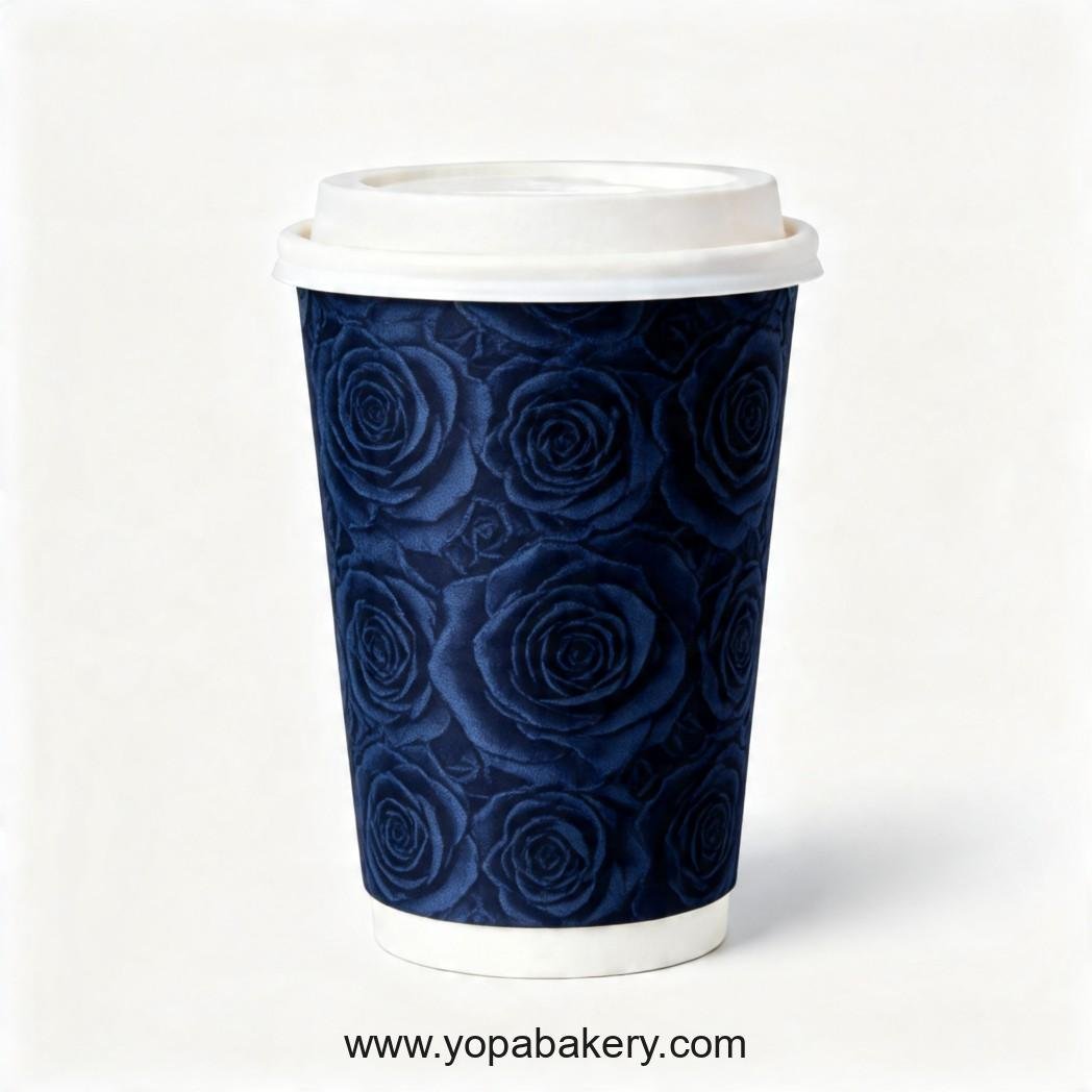 Rose Theme Disposable Coffee Paper Cups - 4oz, 8oz, 12oz, 16oz, 20oz