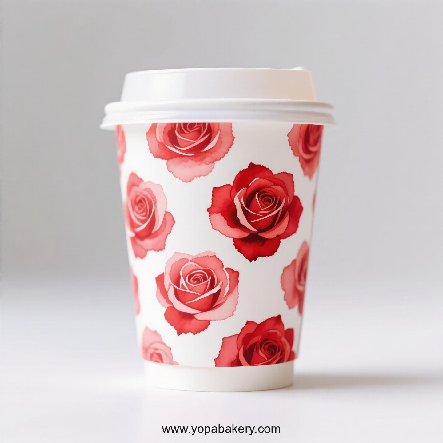 Rose Themed Coffee Paper Cups Factory: 4-24 oz Disposable Custom Logo & Door to Door