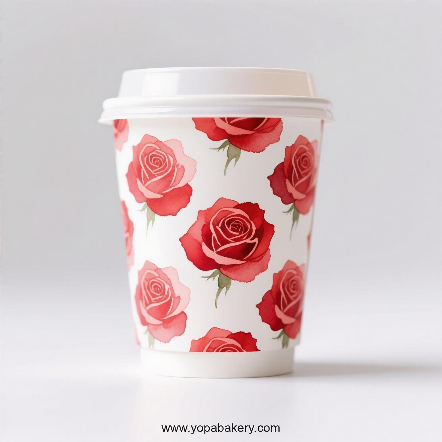 Rose Themed Coffee Paper Cups Factory: 4-24 oz Disposable Custom Logo & Door to Door