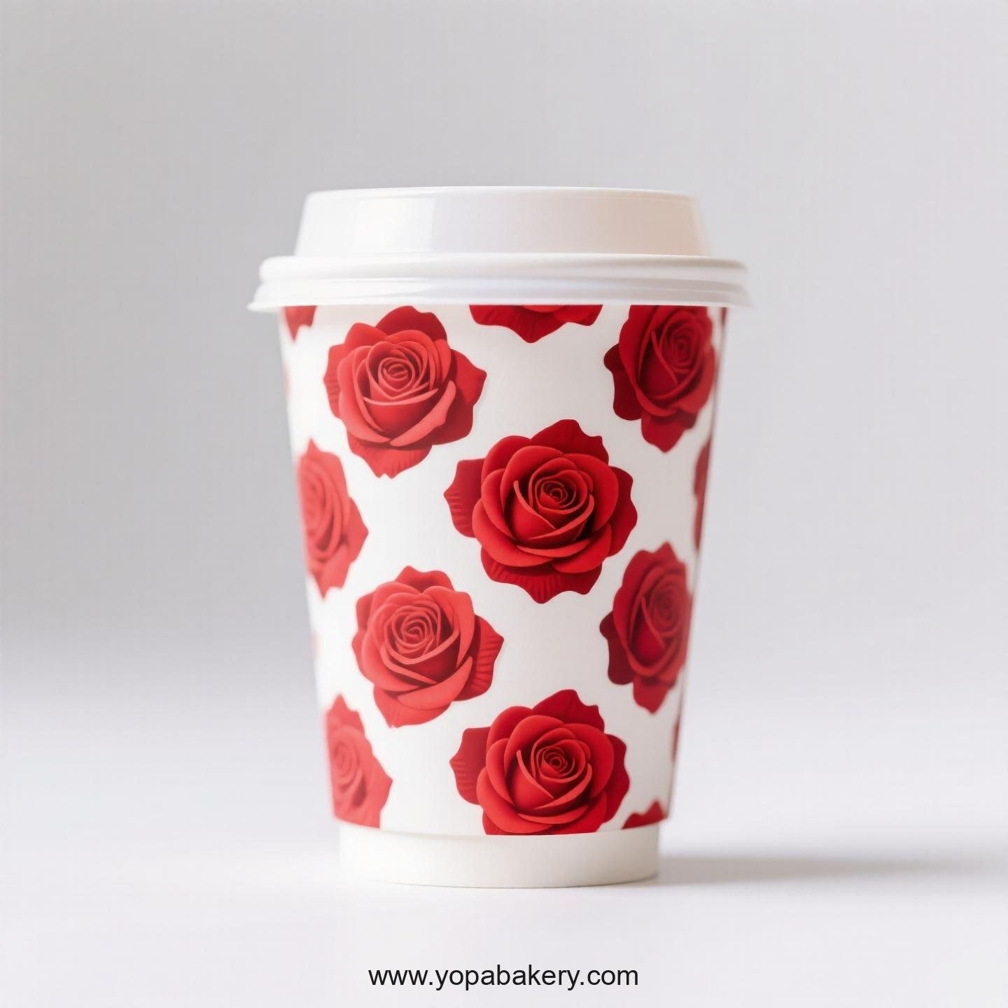 Rose Themed Coffee Paper Cups Factory: 4-24 oz Disposable Custom Logo & Door to Door